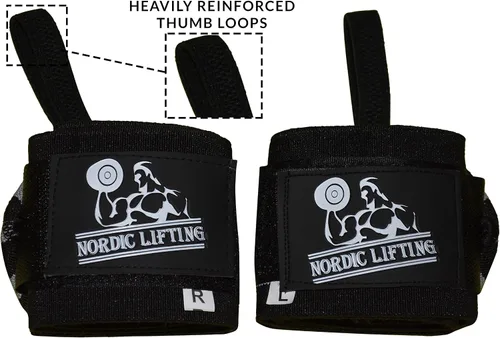 Miniatura 5 de Nordic Lifting Wrist Wraps Super Heavy Duty (1 Pair/2 Wraps) 24" Support for Weight Lifting Powerlifting Gym Cross Training- Weightlifting