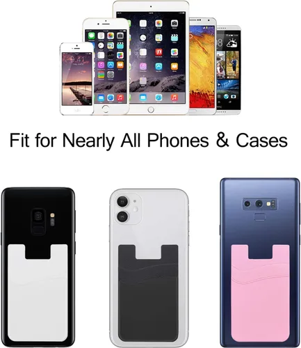 Miniatura 7 de SS Billetera negra para teléfono, tarjetero adhesivo para iPhone, Samsung Galaxy y cualquier teléfono inteligente, paquete de 3