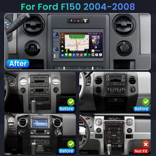 Miniatura 2 de [4Core + 64G ROM] Radio de coche estéreo para Ford F150 2004-2008: unidad principal de pantalla táctil de 7 pulgadas con Carplay inalámbrico Android