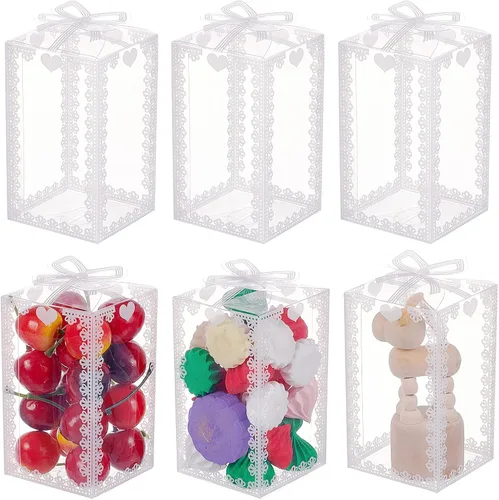 Miniatura 9 de BENECREAT 24 cajas de regalo de plástico transparente con lazo de 4.5 x 2.5 x 2.5 pulgadas, cajas de regalo de PVC transparente para vacaciones