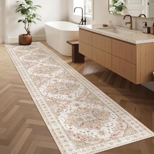 Miniatura 824 de Madane Tapete lavable de 2 x 10 pies para pasillo, cocina, recibidor, clásico, suave, antideslizante para interiores, casa de campo, baño, sala
