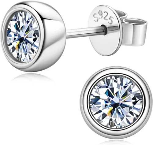 Aretes de moissanita para mujer, plata de ley 925, 0.5-1 quilates, color D, VVS1, aretes hipoalergénicos para orejas sensibles, regalos de Navidad
