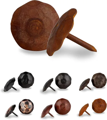 Miniatura 11 de Paquete de 25 clavos decorativos de 1,25 pulgadas de cabeza redonda grande – oxidados – sujetadores rústicos redondos hechos a mano para persiana
