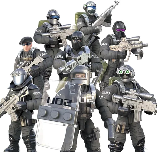 MEIEST SWAT - Juego de 8 figuras de acción de policía urbana con múltiples accesorios de armas militares, juego de recuerdos de fiesta