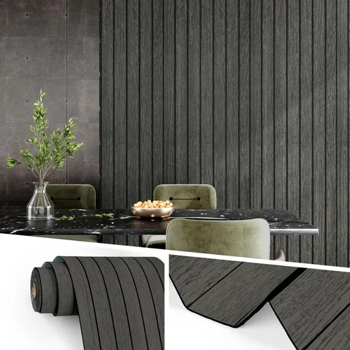 Miniatura 10 de Wallercity Paneles acústicos de listones de madera marrón claro para decoración elegante, reducción de ruido, paneles de grano de madera con textura
