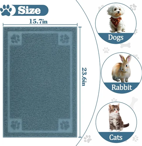Miniatura 2 de Darkyazi - Tapete de alimentación para mascotas grande para perros y gatos, 24” x 16”, flexible y fácil de limpiar, ideal para tapete de Azul