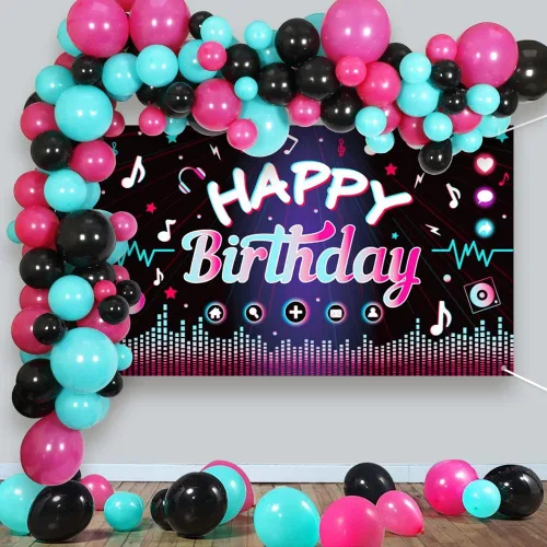 Miniatura 6 de OurWarm 130 piezas de decoraciones de fiesta de cumpleaños de Tik Tok, decoraciones de feliz cumpleaños con música, suministros de fiesta temática