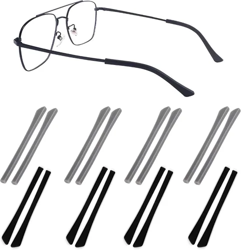 Miniatura 10 de Puntas de extremo de la patilla para gafas, soporte de tubo de silicona suave antideslizante, retenedores de gafas, puntas de repuesto para patillas