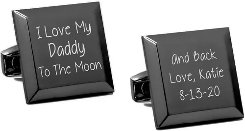 Miniatura 3 de Mancuernas personalizadas de acero inoxidable de bronce con escritura a mano - Dibujo de mensaje escrito a mano para papá - Regalo del día del padre