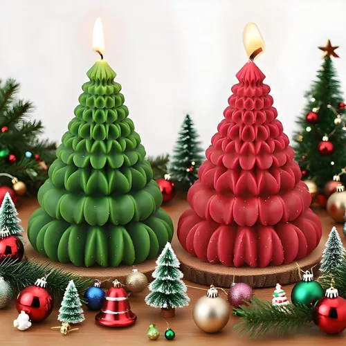 Miniatura 2 de Moldes de silicona para velas de árbol 3D, moldes de silicona para árbol de Navidad de origami para fundición de resina epoxi, vela de arcilla
