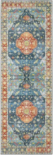 Miniatura 37 de COZYLOOM Alfombra vintage de 2 x 6 pies, estilo oriental con estampado floral, envejecida, estética, bohemia, de felpilla, para entrada, pasillo