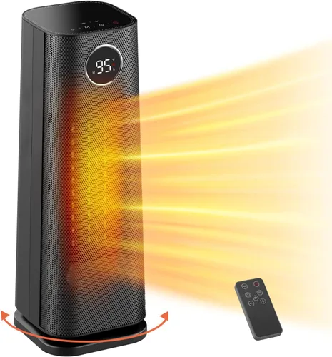 Calentador de espacio para uso en interiores, calentador de cerámica de calentamiento rápido de 1500 W con termostato, calentador de escritorio