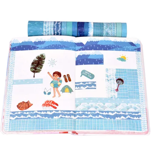 Miniatura 3 de Juego de 12 rollos de cinta Washi con varios patrones, suministros de manualidades para decoración de bricolaje y manualidades, estilo B