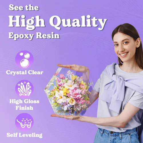 Miniatura 2 de LET'S RESIN Kit de resina epoxi transparente de 80 onzas, suministros de resina de fundición sin burbujas para principiantes, moldes, joyas, resina