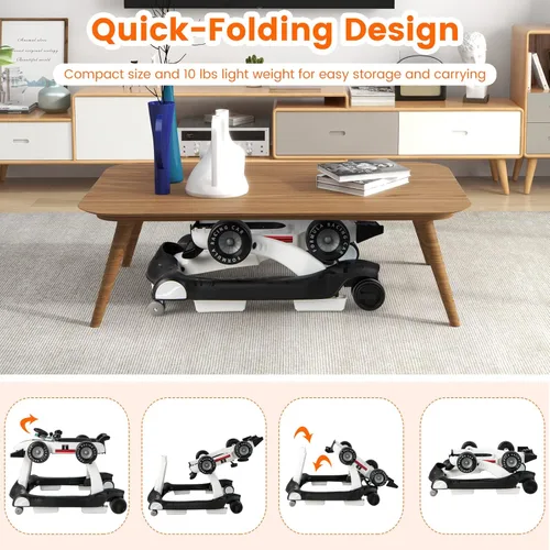 Miniatura 4 de HONEY JOY Andador de bebé 4 en 1, andador de actividad con empuje con 3 alturas ajustables, ruedas suaves con velocidad ajustable, asiento Blanco