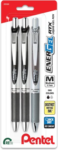 Miniatura 8 de Pentel EnerGel RTX - Bolígrafo de gel líquido retráctil, ¹/₃₂ pulgadas, tonos para tomar notas, azul marino, azul y azul cielo, paquete de 3
