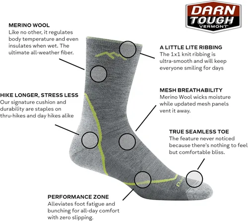 Miniatura 2 de Darn Tough Men's Light Hiker Micro Crew Lightweight with Cushion Sock (Style 1972)