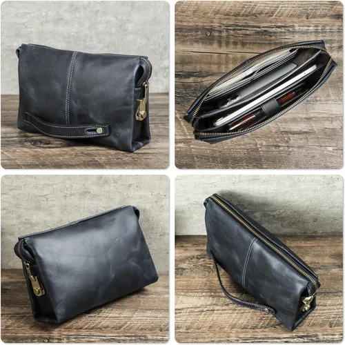 Miniatura 20 de Funda de piel de grano superior para hombre y mujer, múltiples bolsillos/ranuras, RFID de gran capacidad para tarjetas, cheques, dinero, pasaporte