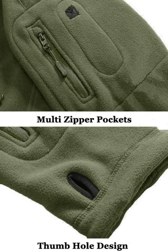 Miniatura 7 de BIYLACLESEN Chaquetas tácticas de forro polar Softshell para hombre con cremallera completa