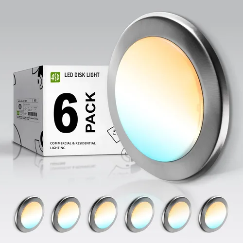 Miniatura 24 de ASD Paquete de 12 luces LED de disco de 6 pulgadas, 15 W 5000 K luz diurna 1300 LM CRI90+, luminaria empotrable regulable de techo, montaje en Blanco