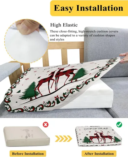 Miniatura 5 de Fundas de cojín para sofá de Navidad con diseño de muñeco de nieve azul, funda elástica para sofá con parte inferior elástica, fundas de sofá