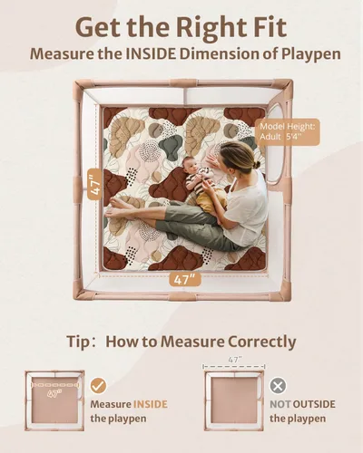 Miniatura 2 de Blissful Diary Alfombras de Juego para Bebés para el Piso, Alfombra de Pañal de 47x47, Almohadilla de Espuma de Acolchado Más Gruesa para Bebés