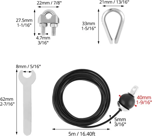 Miniatura 7 de QWORK Cable de polea de fitness de 197 pulgadas, reemplazo del sistema de polea de cable de gimnasio en casa, cuerda de alambre de acero