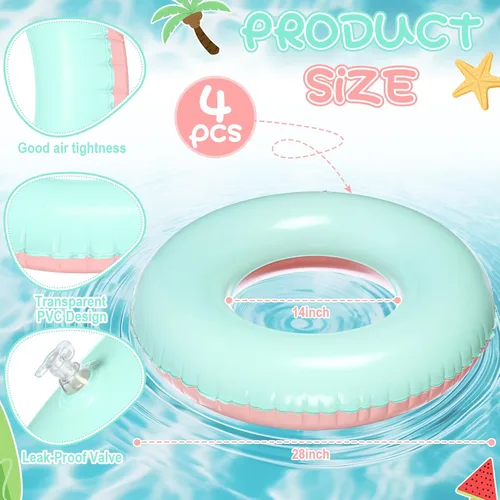 Miniatura 2 de 4 flotadores inflables de piscina para niños y adultos, tubos interiores pastel, macarrones, anillos de piscina, flotadores para cumpleaños, playa