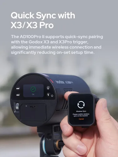 Miniatura 6 de Godox AD100 Pro II AD100Pro II AD100ProII Flash Strobe, 2.4GHz X System+433Mhz Module/2850mAh Batería/2W LED/10 niveles de brillo/490 Pops