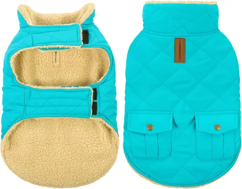 Miniatura 20 de Queenmore Abrigo de invierno para perro, chaqueta de vellón, ropa impermeable para perros para clima frío, acolchado de algodón grueso y cálido, Rosa