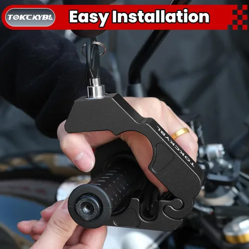 Miniatura 3 de Cerradura de motocicleta, casco antirrobo, bloqueo de freno y manillar, universal para motocicletas, cuatrimotos, motos de cross, ciclomotores, Negro