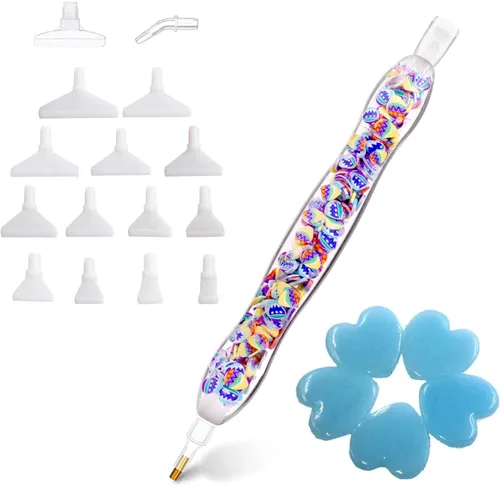 Miniatura 18 de Kit de herramientas y accesorios de pintura de arte de diamante con bolígrafo de cuentas perforadas para adultos, puntas de lápiz estilo perforador