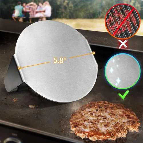 Miniatura 4 de FANGSUN Prensa de hamburguesas con mango antiquemaduras, triturador de hamburguesas de acero inoxidable de 5.8 pulgadas, prensa redonda
