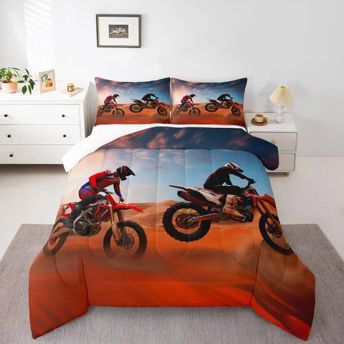Miniatura 6 de Juego de edredón de bicicleta de tierra Feelyou para motocross, juego de ropa de cama para piloto de motocross, edredón deportivo extremo, edredón