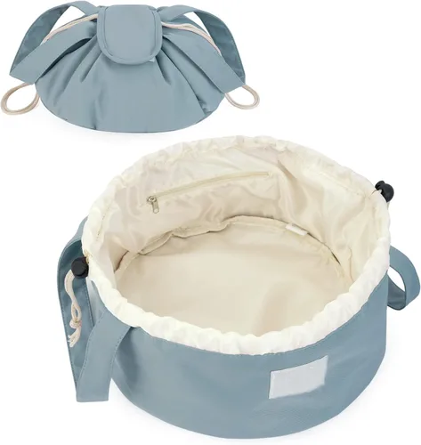 Miniatura 19 de Bolsa de maquillaje con cordón en forma de barril grande, bolsa de cosméticos, organizador de artículos de tocador para mujeres, A-Negro