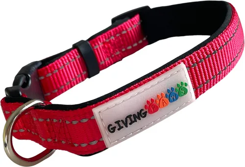 Collar de perro de nailon acolchado reflectante - Devolver a las mascotas necesitadas - Cómodo collar de perro acolchado de neopreno, ajustable y