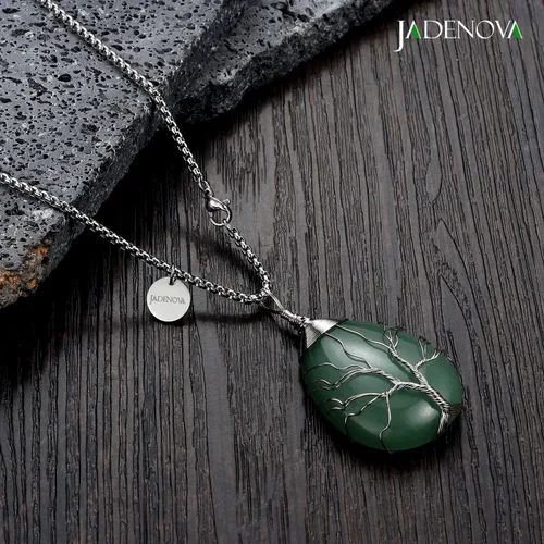 Miniatura 6 de JADENOVA Collar de cristal curativo para mujer, colgante de árbol de la familia, con alambre envuelto en alambre y colgante de lágrima curativa