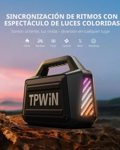 Miniatura 6 de Altavoz Bluetooth - Altavoces resistentes para exteriores de 80W, IPX6 impermeables, tiempo de reproducción de 20H, graves profundos, espectáculo