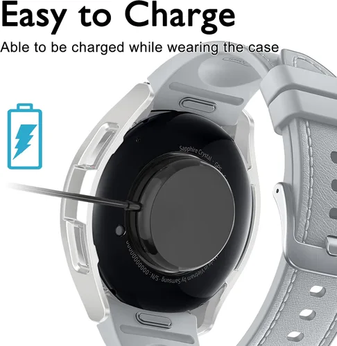Miniatura 6 de Funda de reloj 2 en 1 para Samsung Galaxy Watch 6 Classic de 1.850 in (SM-R960), cubierta protectora de policarbonato con anillo bisel de diamantes