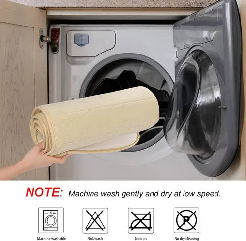 Miniatura 7 de uxcell Alfombra de baño de espuma viscoelástica, tapete absorbente para la cocina, tapete suave y cómodo para suelos de cocina y baño, 63 x 24 Beige