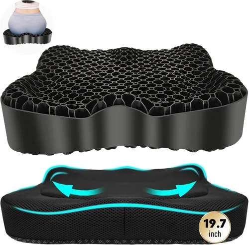 Miniatura 8 de Cojín de Asiento de Gel Refrescante, Diseño de Panal Grueso y Transpirable que Absorbe los Puntos de Presión, Cojín de Gel con Funda Antideslizante