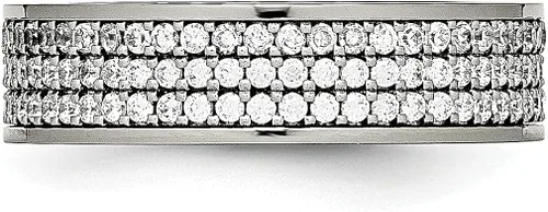 Miniatura 3 de ICE CARATS Titanium Cubic Zirconia Cz 6mm Flat Wedding Ring Band Fashion Jewelry for Women Gifts for Her