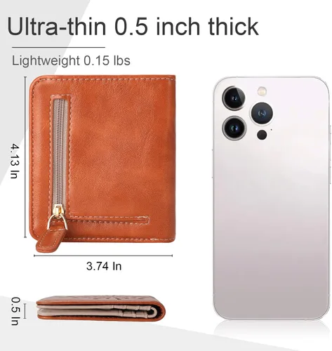 Miniatura 7 de APHISON Billetera pequeña delgada para mujeres y hombres, cartera RFID para mujer, diseño de girasol, de piel con girasol, tarjetero para tarjetas