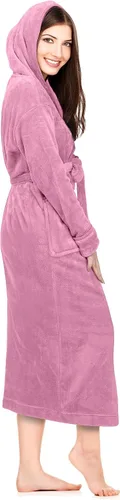 Miniatura 3 de NY Threads - Bata de baño de vellón con capucha para mujer, larga y afelpada