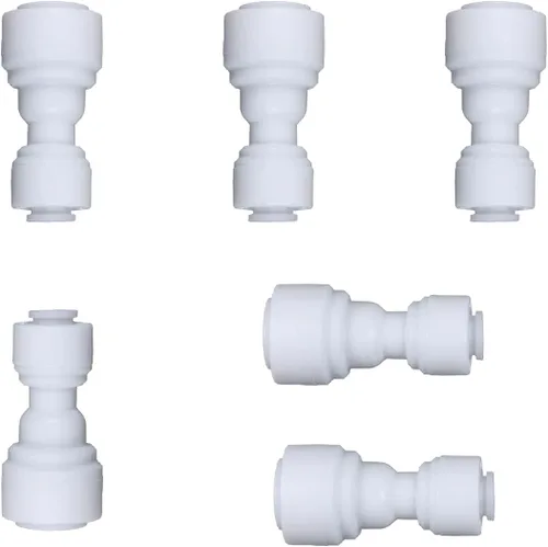 6 conectores de unión de plástico blanco (diámetro exterior de 3/8 pulgadas x diámetro exterior de 1/4 pulgadas, ajuste de acoplamiento reductor de