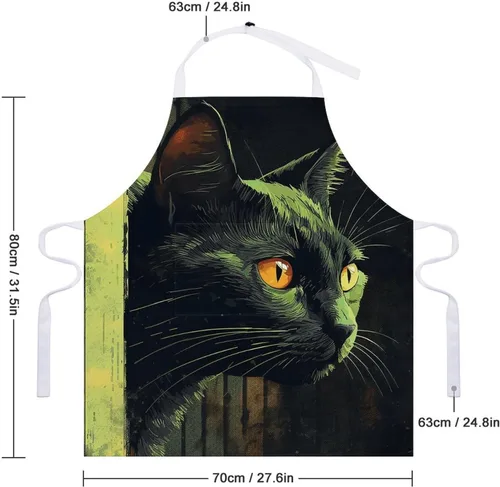 Miniatura 2 de MUSM Apron for Adults - 27.6 X 31.5 Inch, Heavy-Duty Polyester Aprons with Two Large Pockets, Waterproof Peeping on The Wall Kitchen Apron for