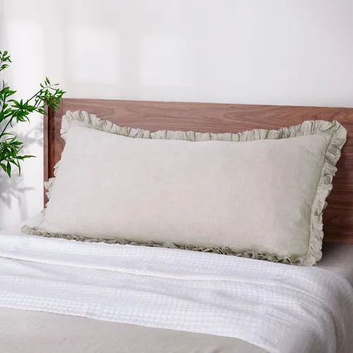 Miniatura 16 de S VICTORY SYMBOL Juego de 2 fundas de almohada de lino 100% a rayas, hilo de lino orgánico natural francés teñido en beige a rayas, King 20"x40