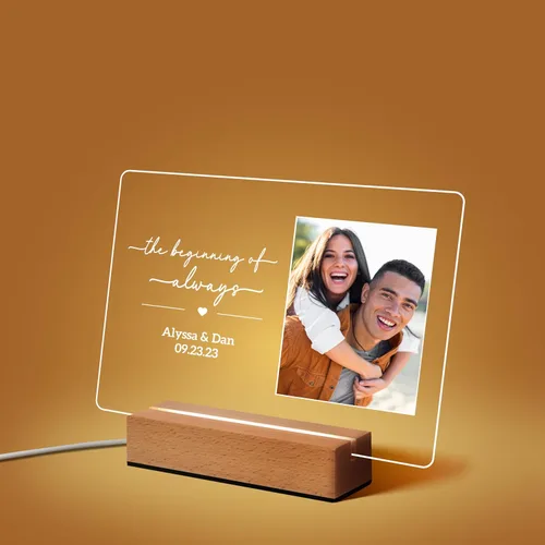 Marcos de fotos personalizados con foto, placa de fotos personalizada con luz nocturna para ella, él, novia, novio, regalos de boda para esposa,