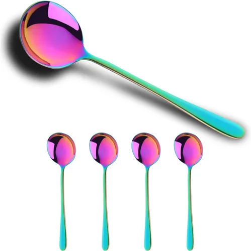Miniatura 8 de Juego de 4 cucharas redondas de acero inoxidable, 6.88 pulgadas, pesadas, 4