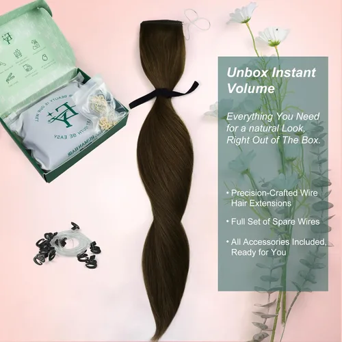 Miniatura 93 de Easyouth Extensión de cabello humano rubio con cola de caballo, extensiones de cabello humano rubio dorado con reflejos rubios, extensiones